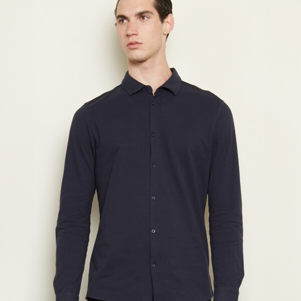 NEOBLU Basile Organic Cotton Long Sleeve Piqué Shirt Thumbnail