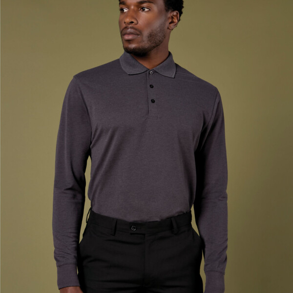 Men's Long Sleeved Pique Polo Shirt Thumbnail