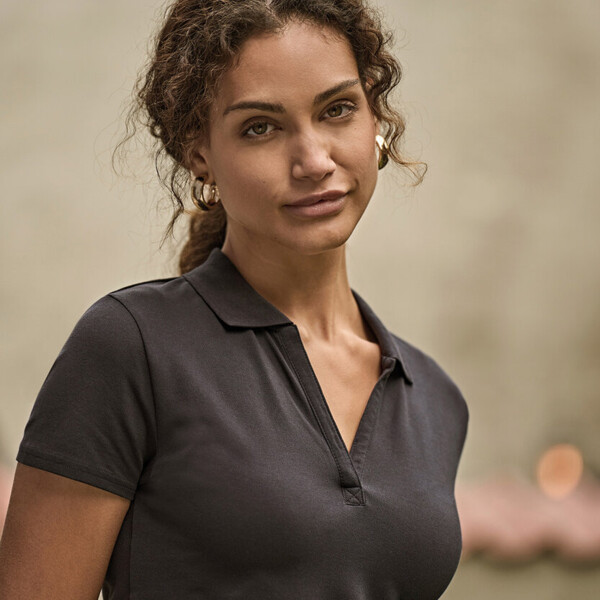 Women’s luxury stretch v-neck polo (1409) Thumbnail