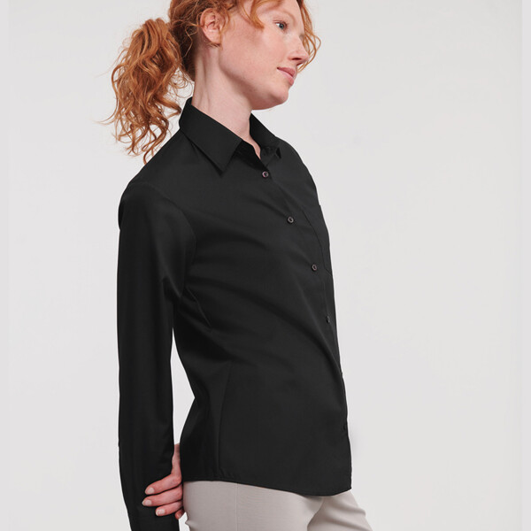 Russell Athletic Collection Ladies Long Sleeve Easy Care Poplin Shirt Thumbnail