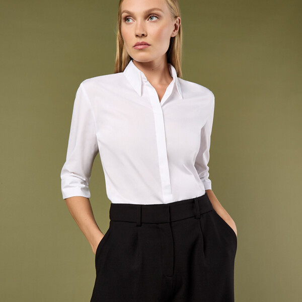 Kustom Kit Ladies 3/4 Sleeve Tailored Continental Shirt Thumbnail