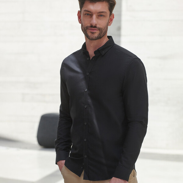 Henbury Modern Long Sleeve Slim Fit Oxford Shirt Thumbnail