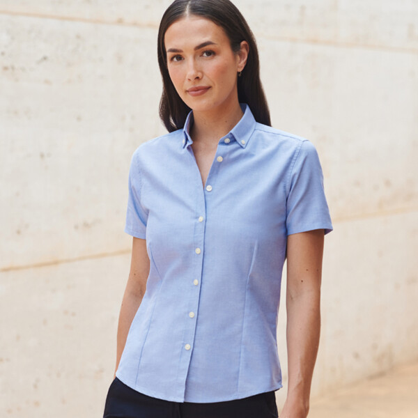 Henbury Ladies Modern Short Sleeve Regular Fit Oxford Shirt Thumbnail